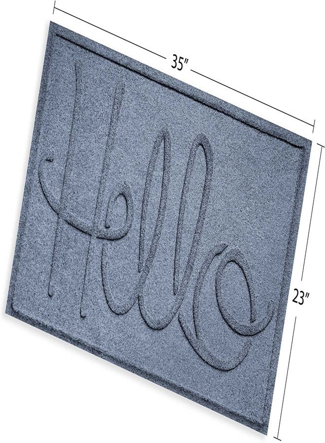 بانجلو فلورينج سجادة باب من بانغالو فلورينج، مقاس 2 × 3 قدم، صنع في الولايات المتحدة الأمريكية، غطاء أرضي متين وزخرفي، مقاوم للانزلاق، للاستخدام الداخلي والخارجي، يحجز الماء، تصميم هيلو، لون حجري أزرق - Image 3